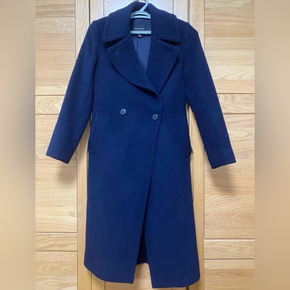 Club Monaco Daylina Wool Coat Dark Blue